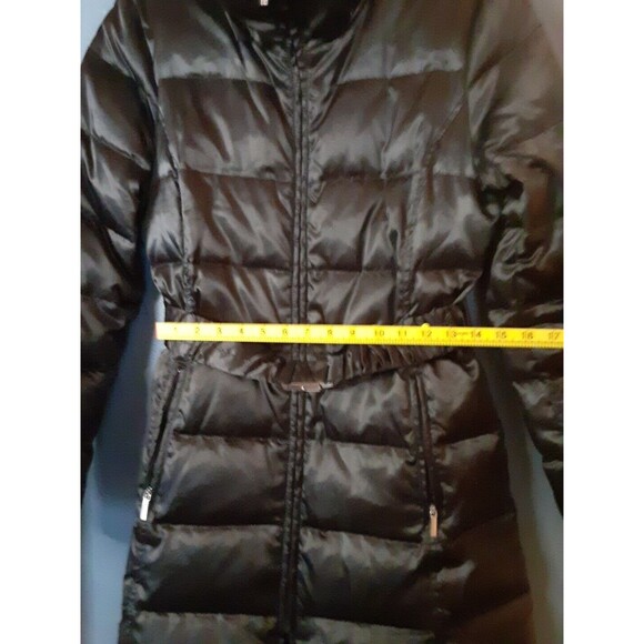 Laundry by Design Feather Down Puffy Coat Women's Medium Black Belted #2785 - Picture 8 of 11